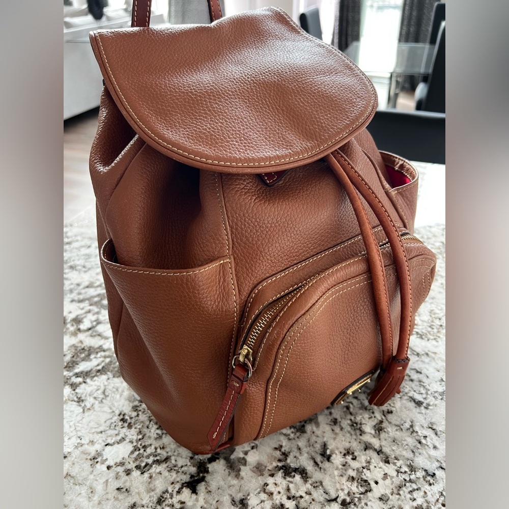 Dooney and Bourke Chestnut Brown Leather Backpack Purse